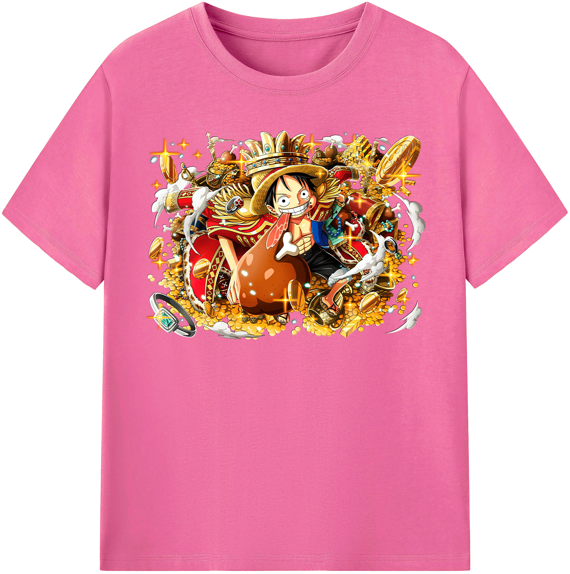 ワンピース モンキー・D・ルフィ ONE PIECE Monkey D. Luffy レディースカジュアルプリントTシャツ（綿100％）